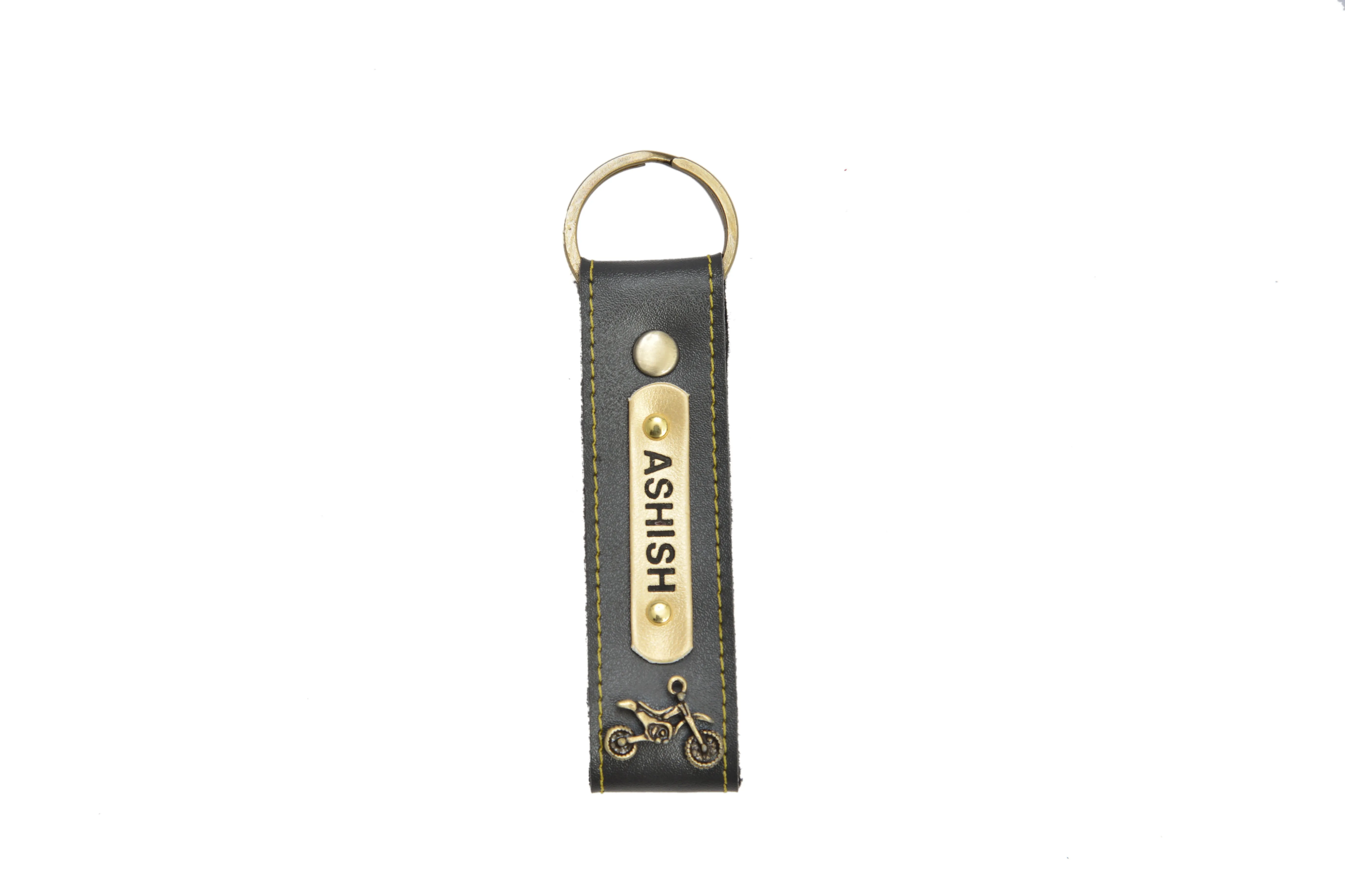 Personalized Stylish Vegan Leather Keychain - Grey