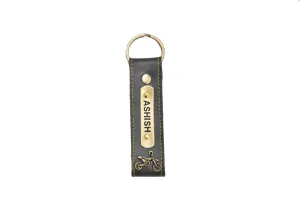 Personalized Stylish Vegan Leather Keychain - Grey