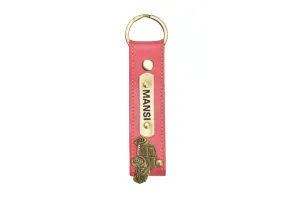 Personalized Stylish Vegan Leather Keychain - Pink
