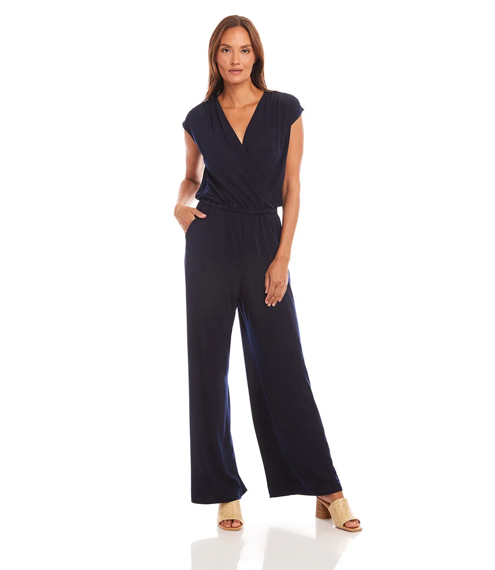 Petite Size Sleeveless Travel Jersey Jumpsuit