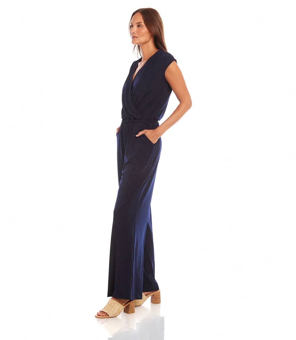Petite Size Sleeveless Travel Jersey Jumpsuit