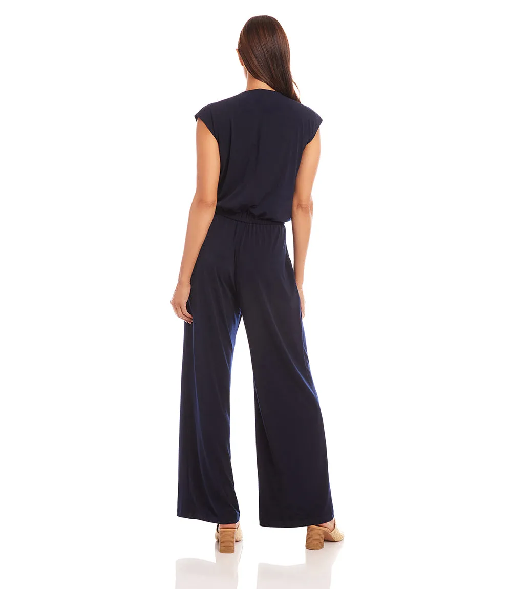 Petite Size Sleeveless Travel Jersey Jumpsuit