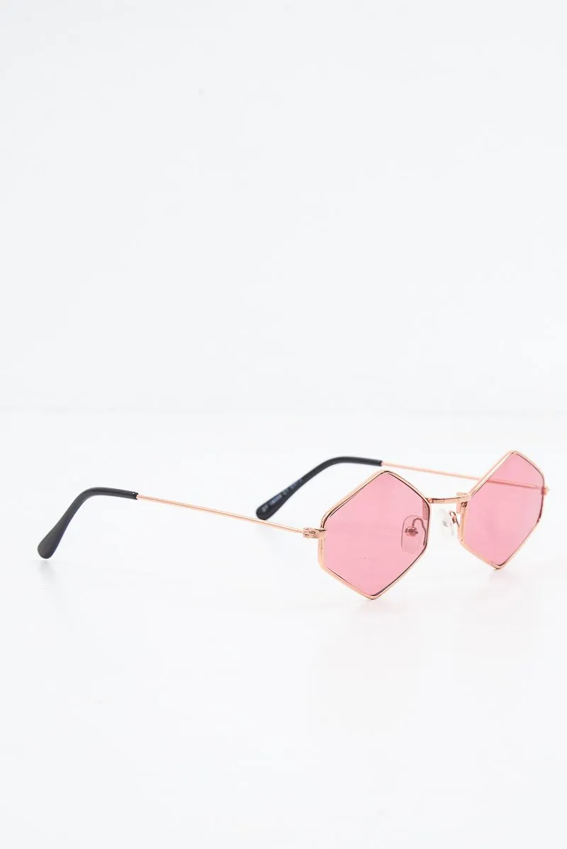 Pink Pointed Oval Tinted Lens Sunglasses - Amaira