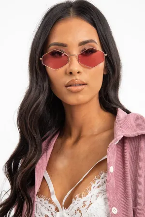 Pink Pointed Oval Tinted Lens Sunglasses - Amaira