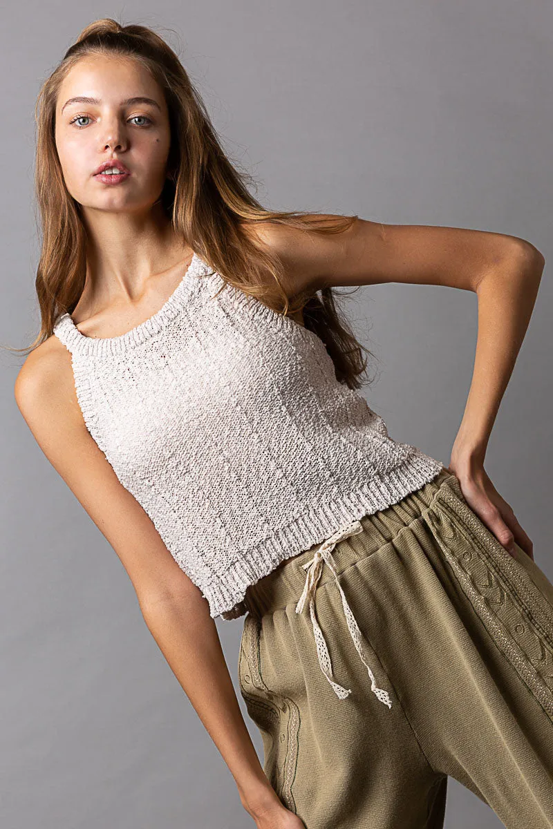 POL Women's Oatmeal Halterneck Sweater Tank
