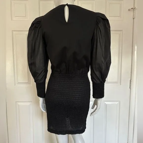 REBECCA MINKOFF Dress Tabby Ballloon Sleeve Smocked Mini Size M