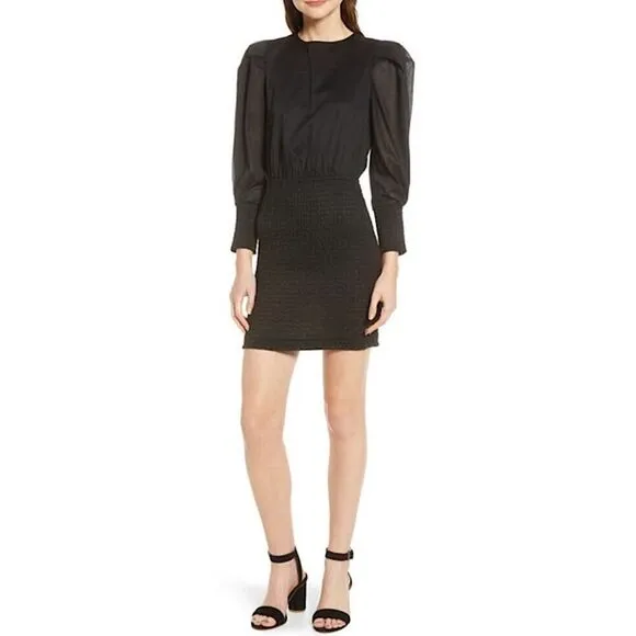 REBECCA MINKOFF Dress Tabby Ballloon Sleeve Smocked Mini Size M