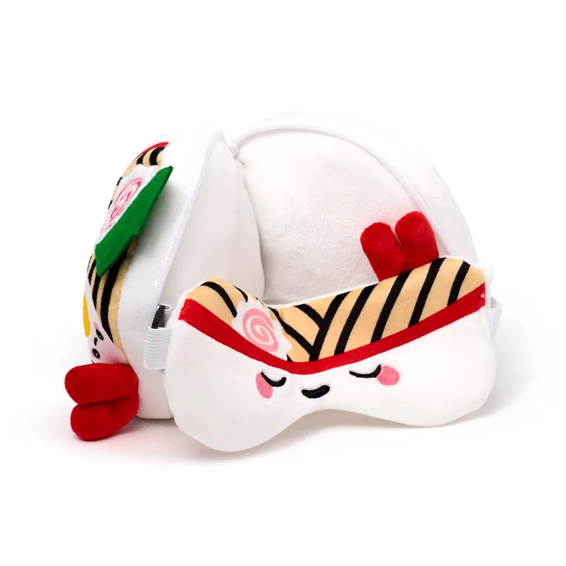 Relaxeazzz Travel Pillow & Eye Mask  - Foodiemals Nori the Ramen Bowl