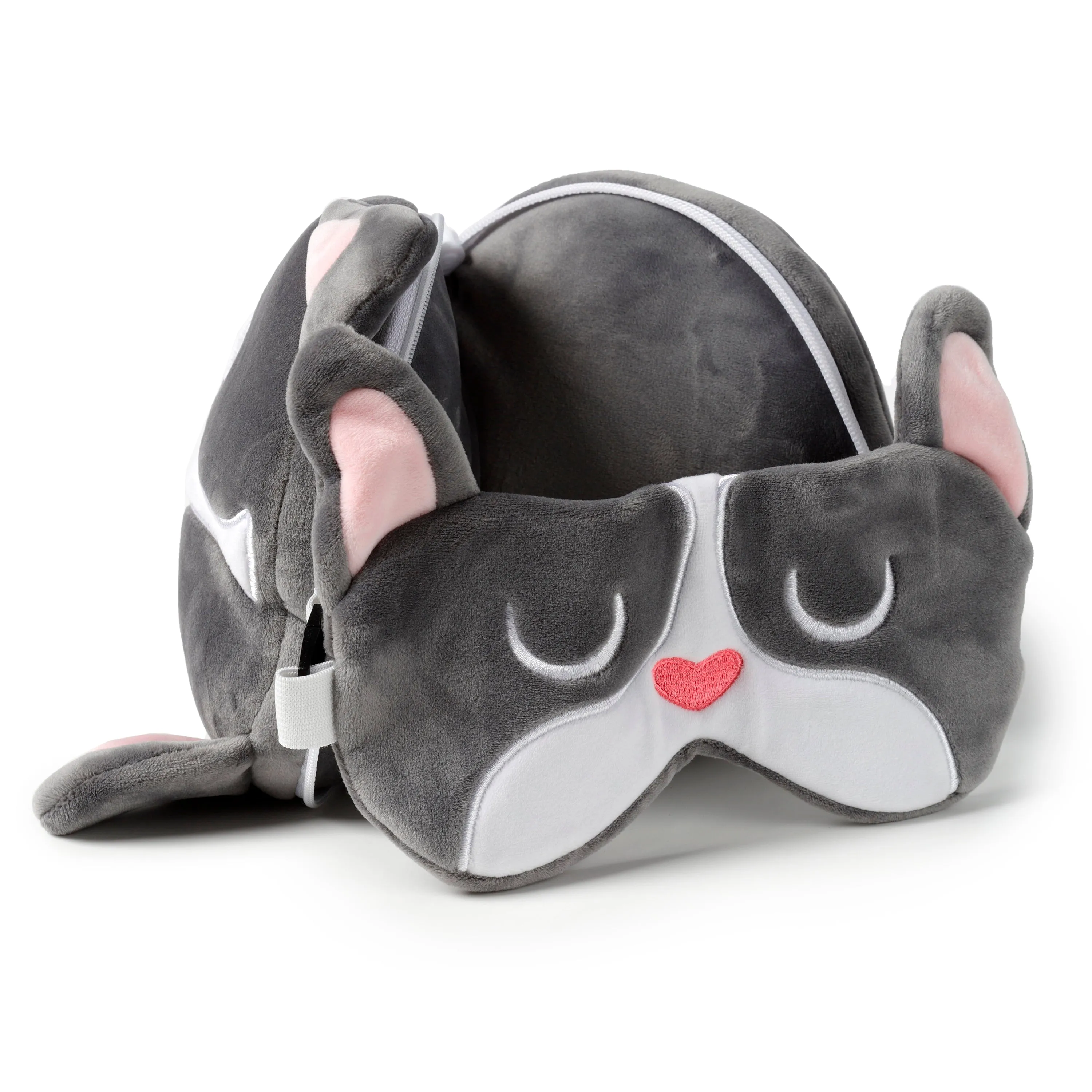 Relaxeazzz Travel Pillow & Eye Mask - French Bulldog