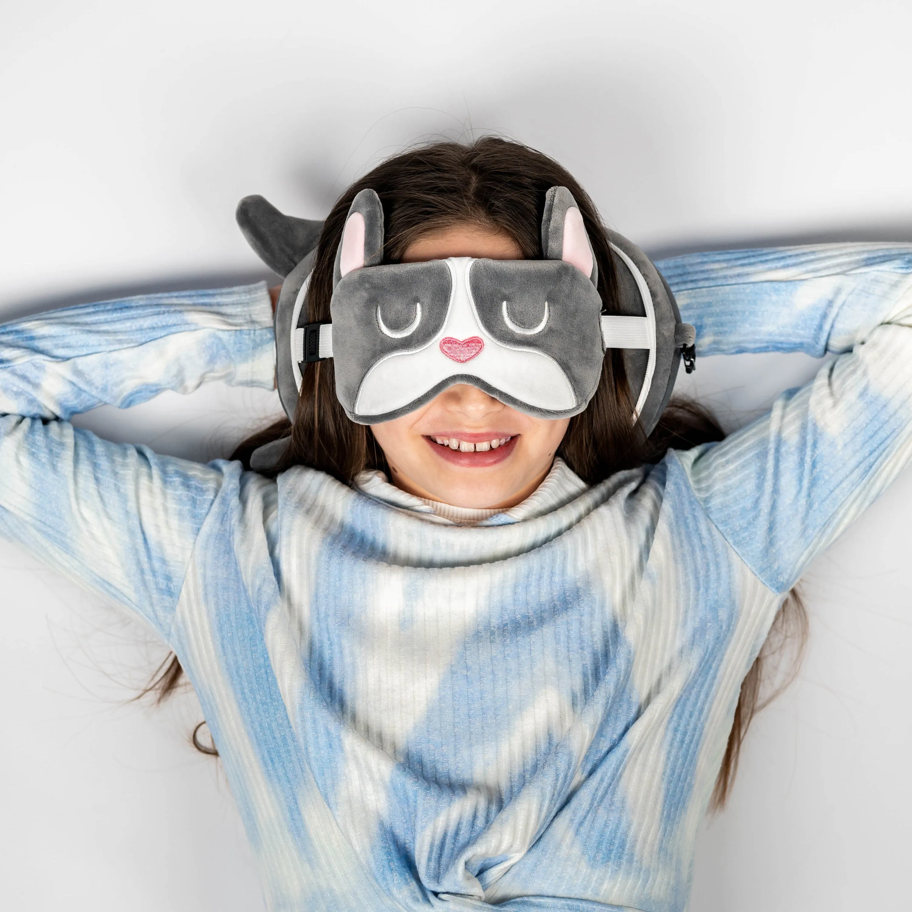 Relaxeazzz Travel Pillow & Eye Mask - French Bulldog