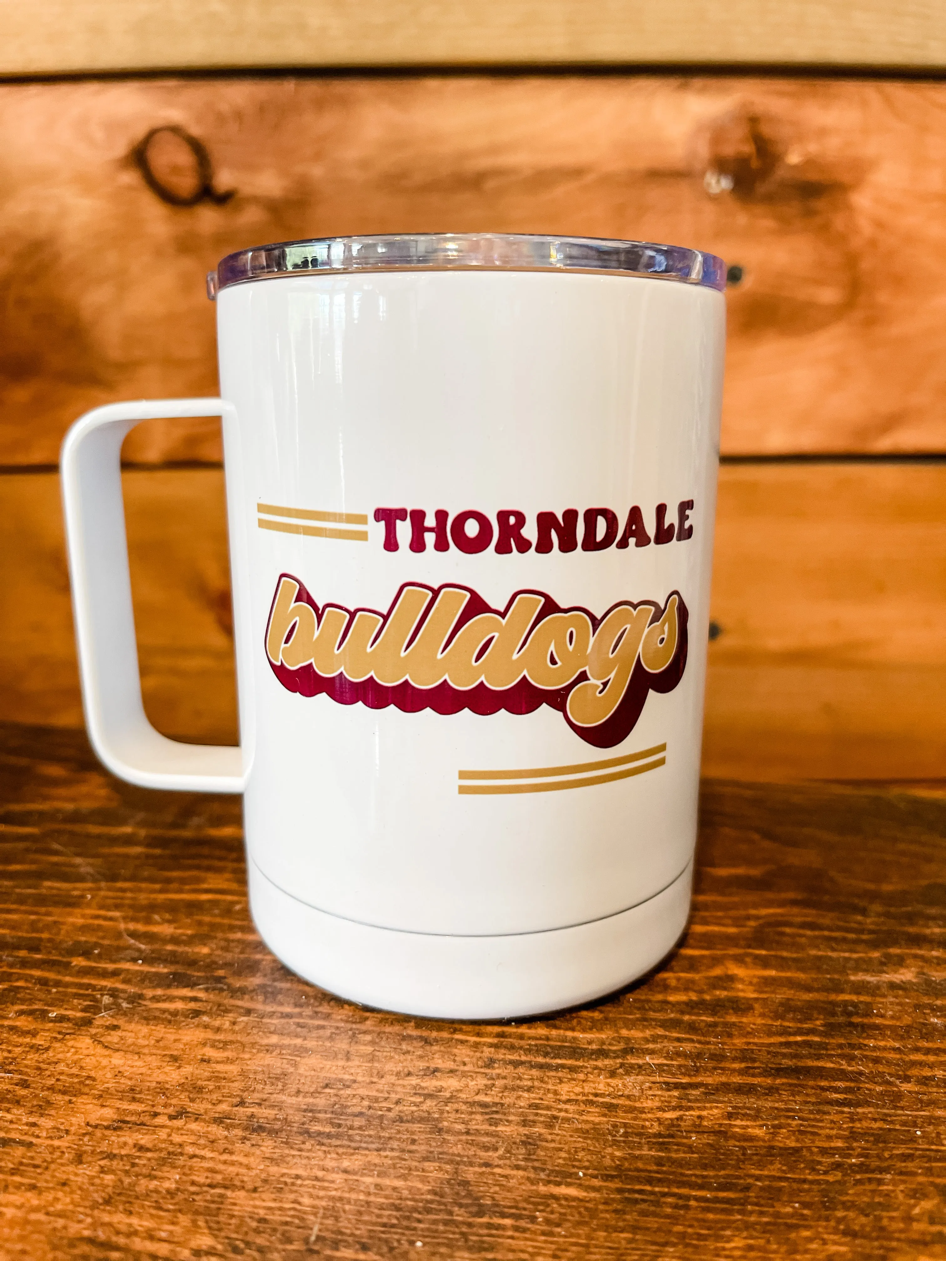Retro Design School Spirit Travel Mug with Handle  || Thorndale