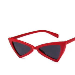 Retro Super Skinny Narrow Cat Eye Sunglass High Pointed Triangle Glass