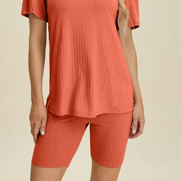Ribbed Harmony Set - Coral