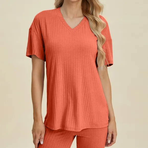 Ribbed Harmony Set - Coral