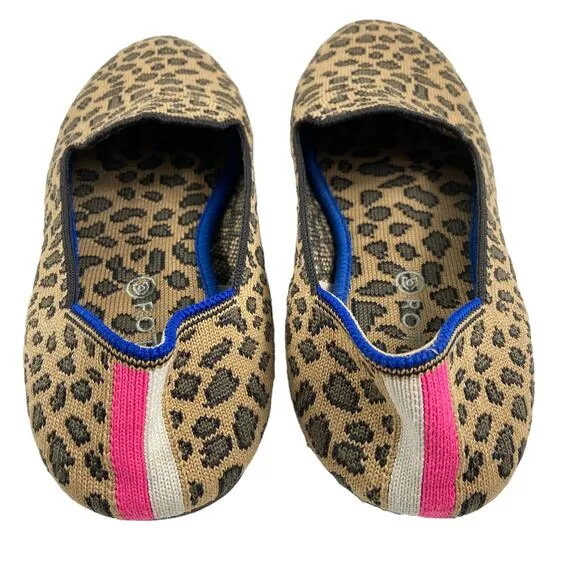 Rothys Cheetah Print Round Toe Ballet Flat Girls Size K4