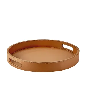 Round Leather Bar Tray