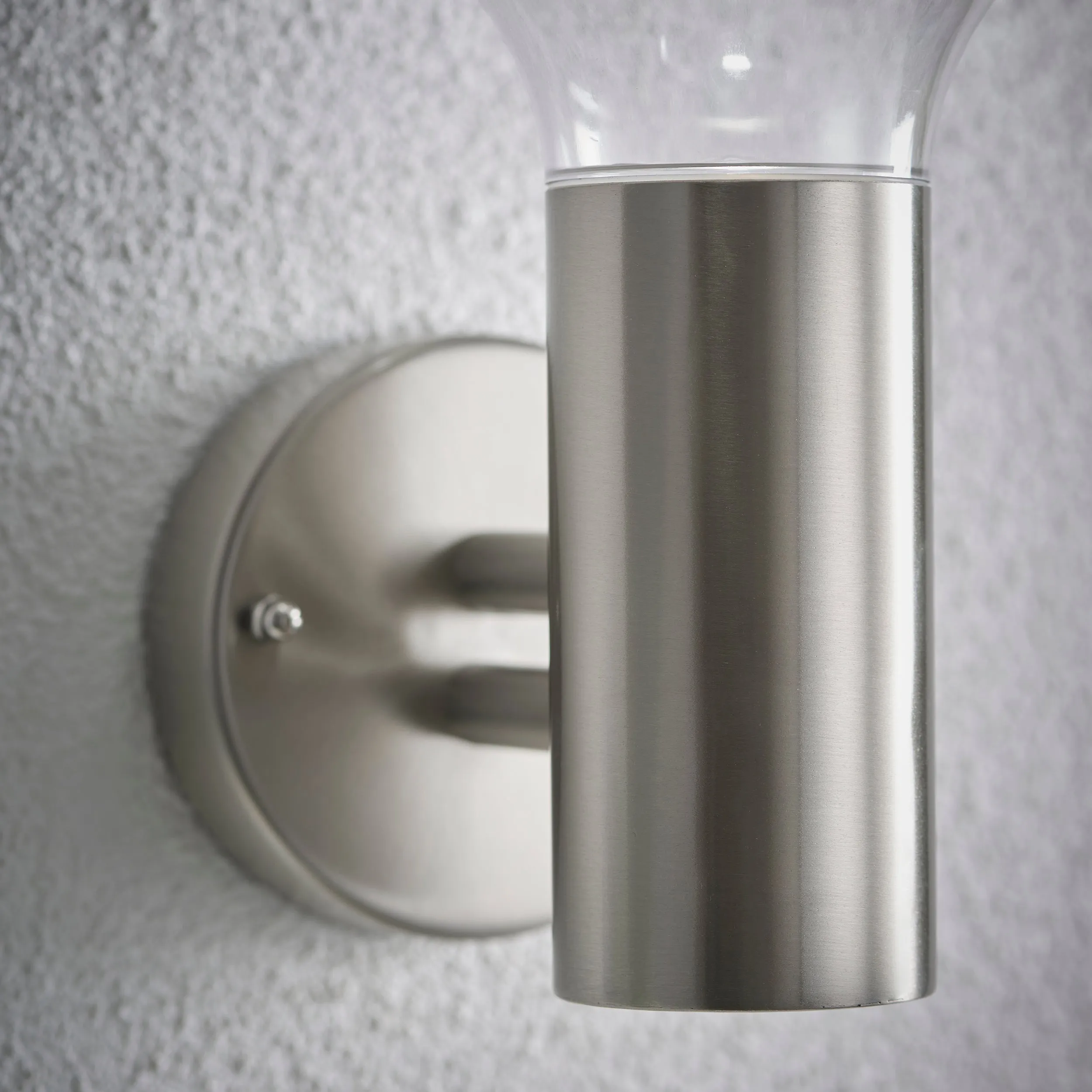 Saxby 67701 Roko 1lt wall IP44 4.6W Marine grade brushed stainless steel & clear pc 4.6W LED GU10 Cool White (Required)