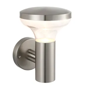Saxby 67701 Roko 1lt wall IP44 4.6W Marine grade brushed stainless steel & clear pc 4.6W LED GU10 Cool White (Required)