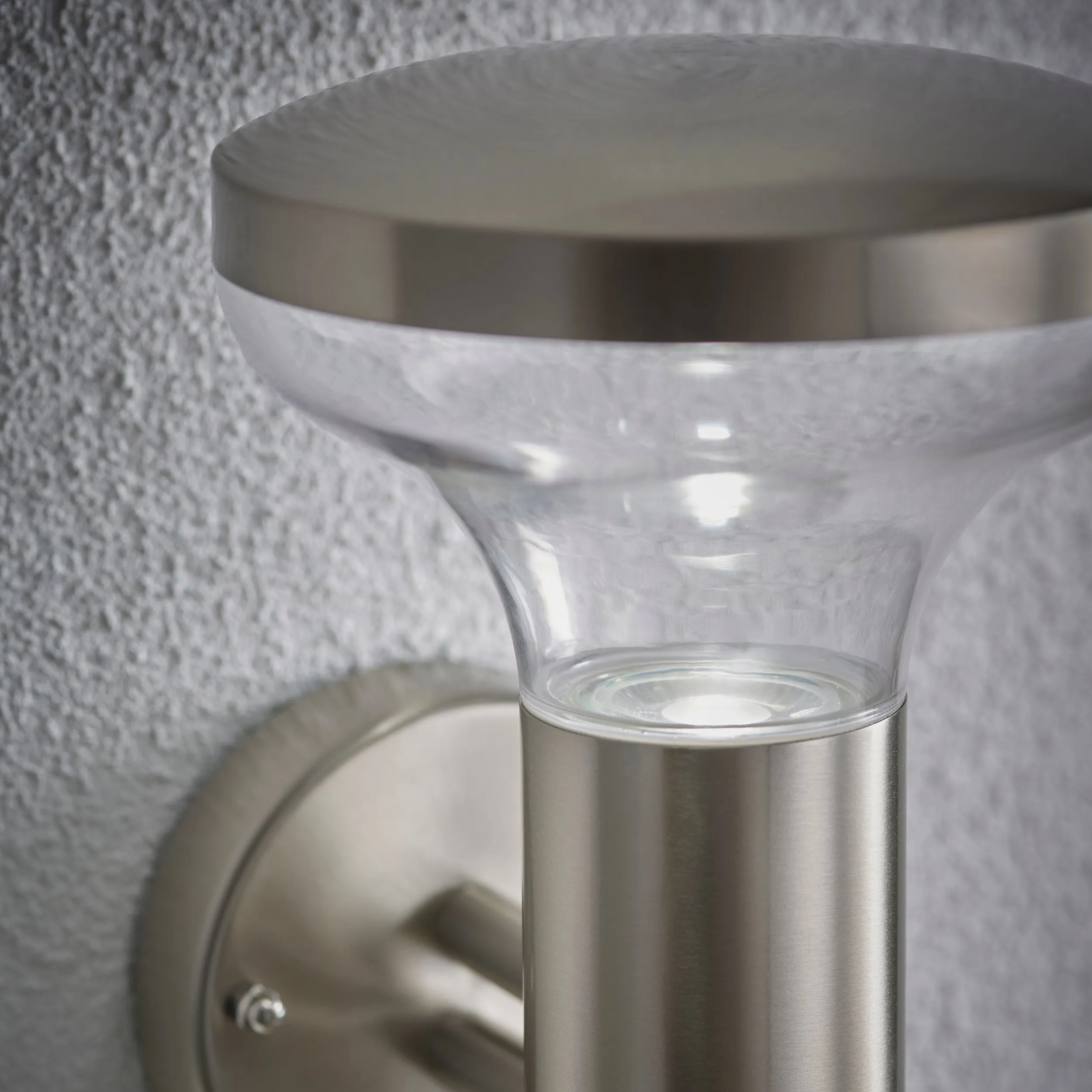 Saxby 67701 Roko 1lt wall IP44 4.6W Marine grade brushed stainless steel & clear pc 4.6W LED GU10 Cool White (Required)