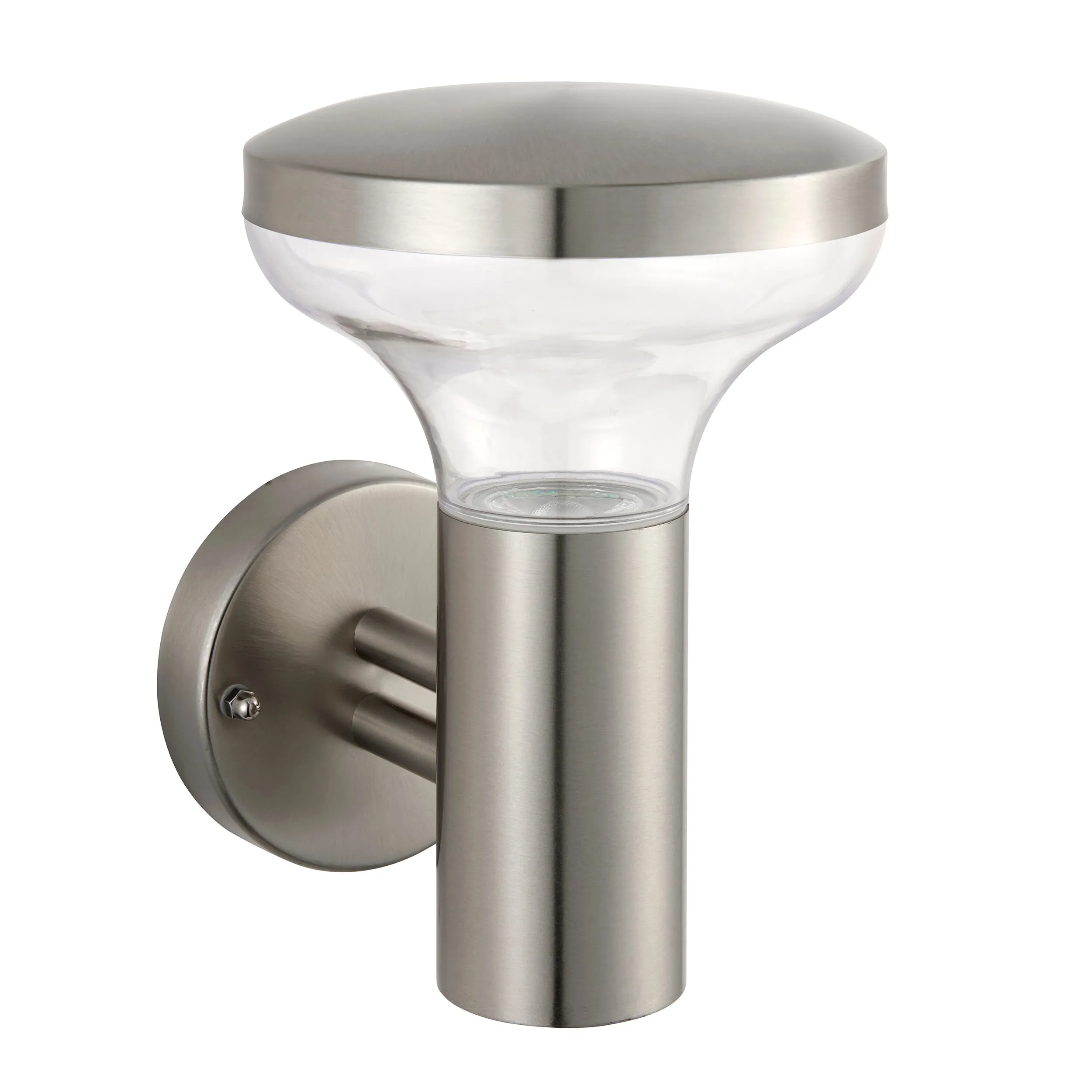 Saxby 67701 Roko 1lt wall IP44 4.6W Marine grade brushed stainless steel & clear pc 4.6W LED GU10 Cool White (Required)