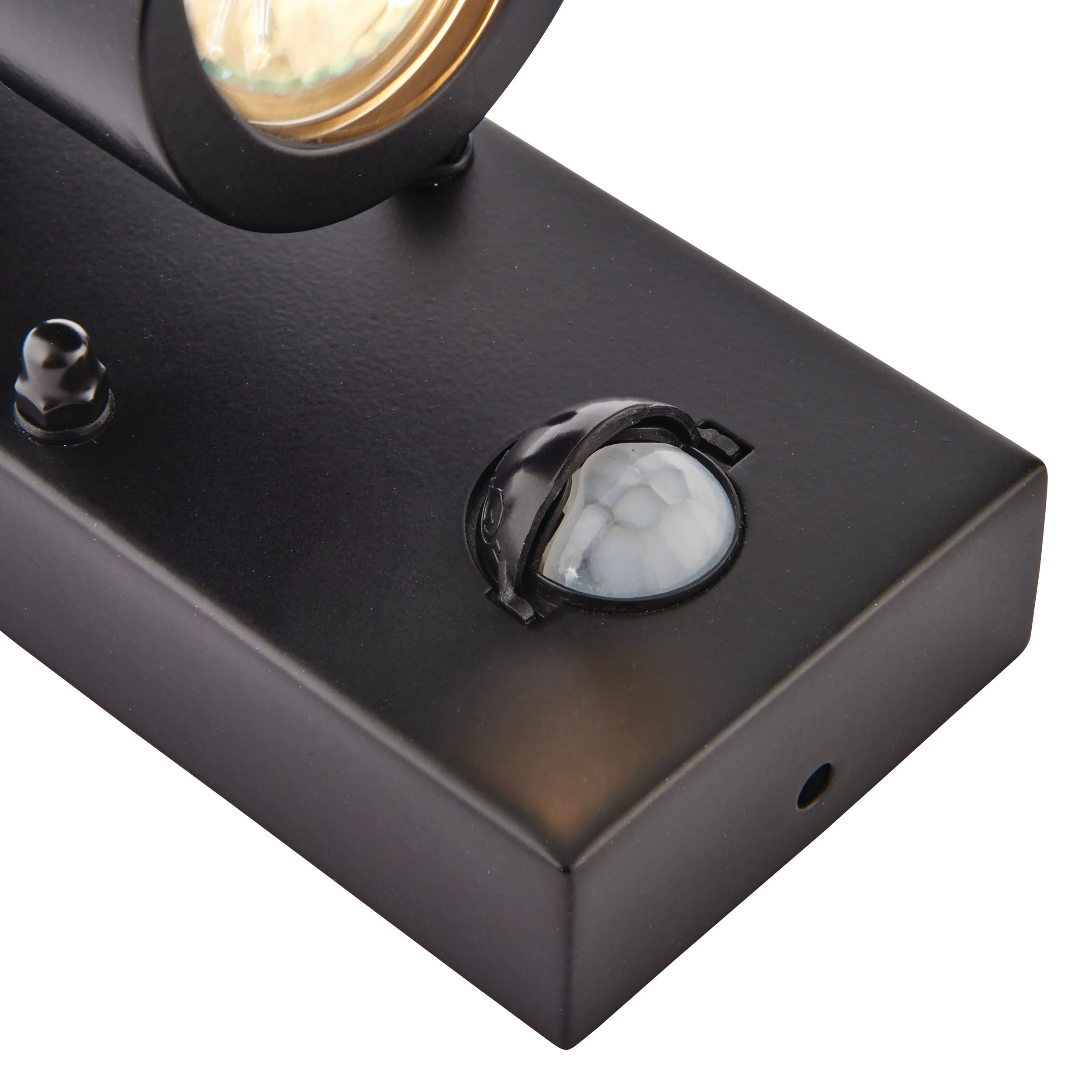 Saxby 75433 Palin PIR 2lt wall IP44 7W Matt black paint & clear glass 2 x 7W LED GU10 (Required)