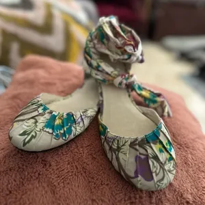 Shelly’s London Floral Ballet Flat with tie back