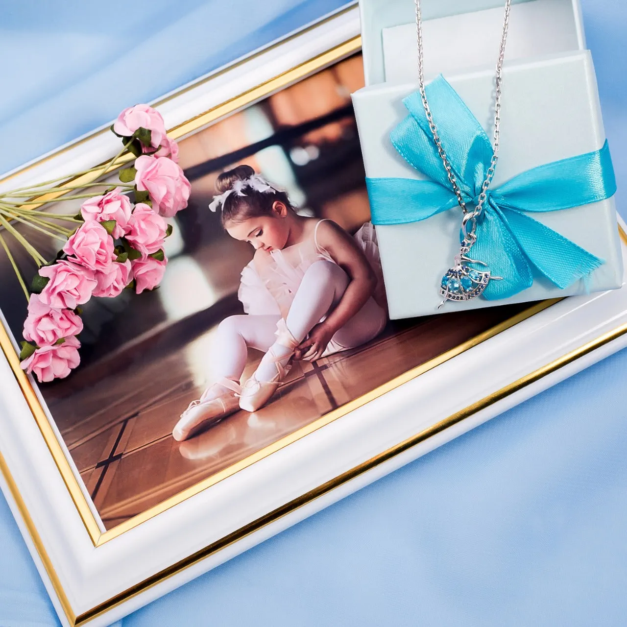 Silver Necklace with Gemstones "Ballerina"
