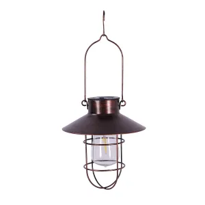 Solar Metal Lantern with Plastic Bulb, Dark Bronze,2sp7452