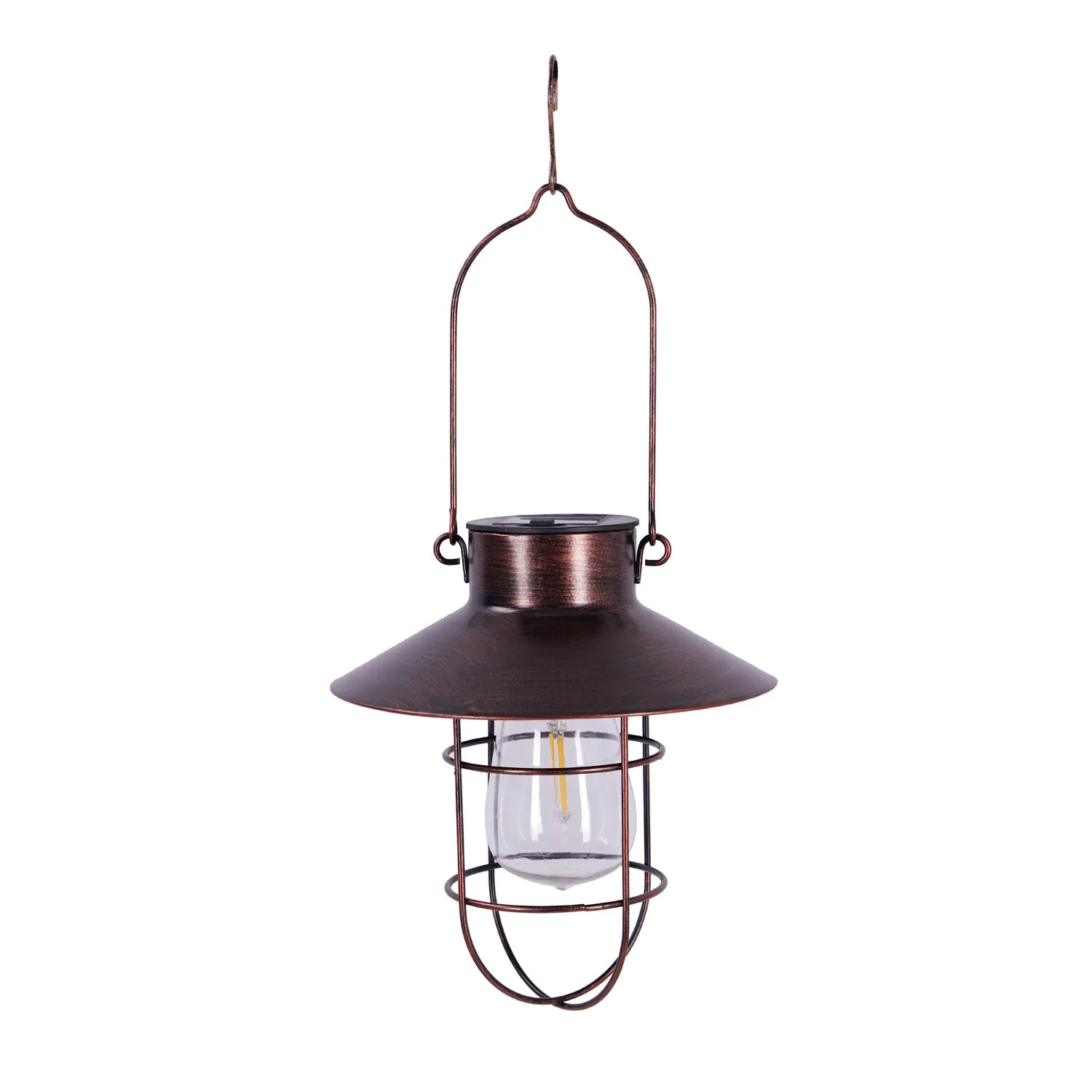 Solar Metal Lantern with Plastic Bulb, Dark Bronze,2sp7452