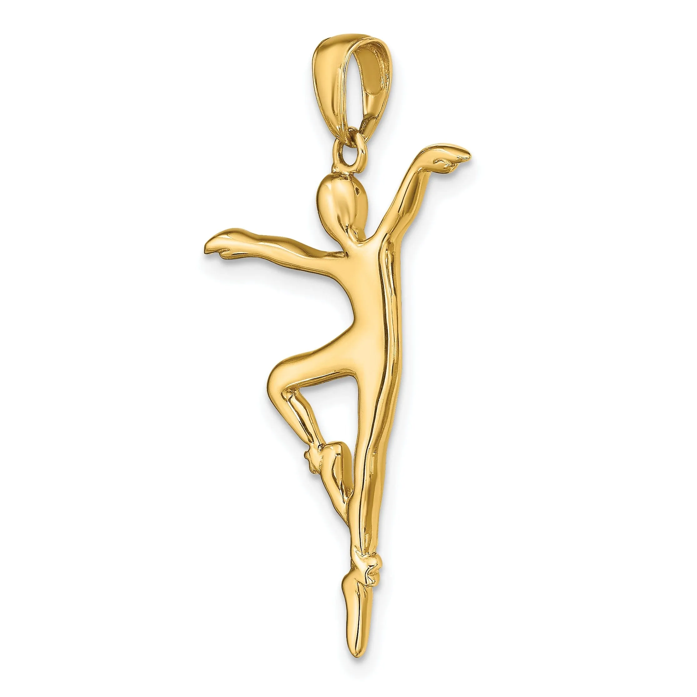 Solid 14k Yellow Gold 3-D Ballet Dancer Pendant