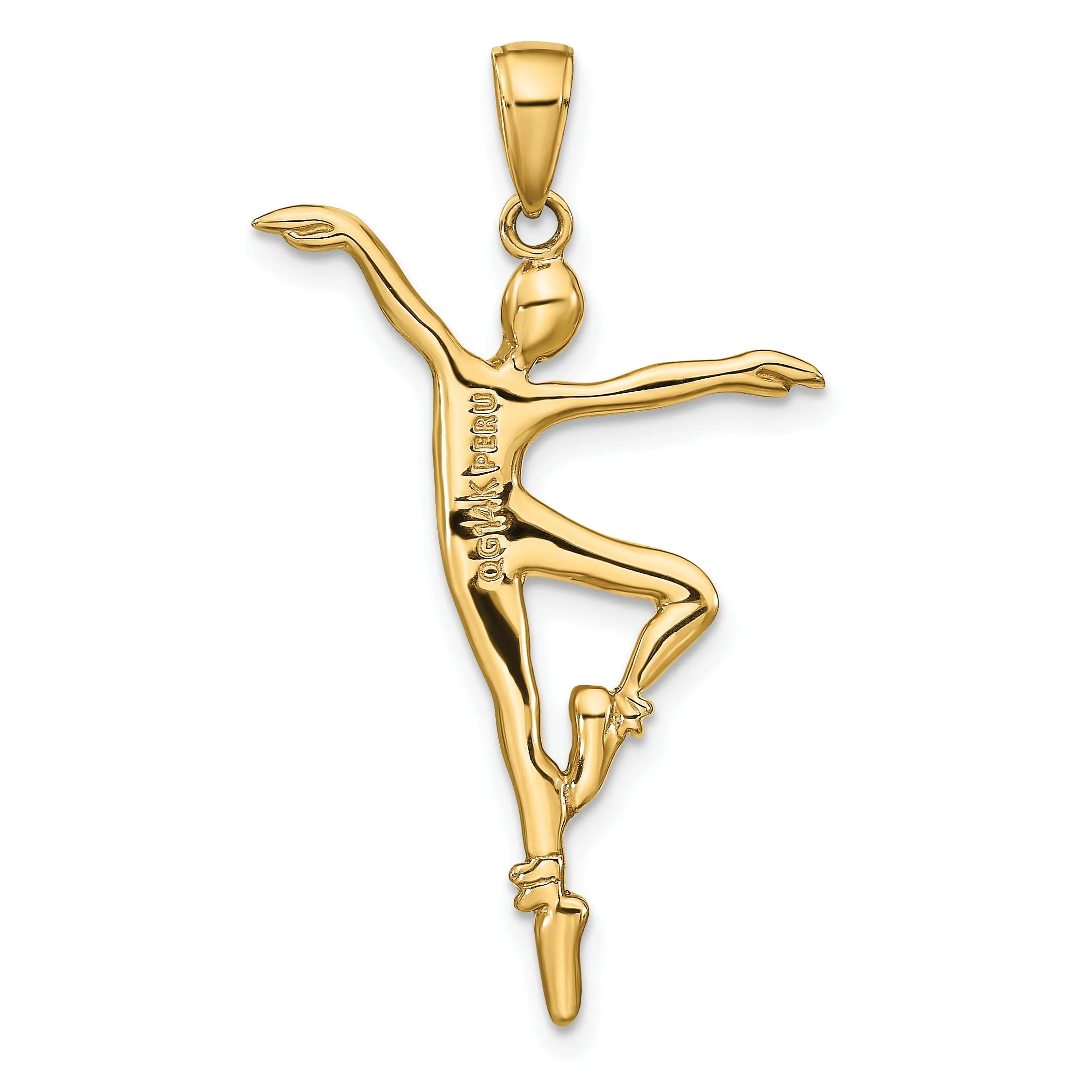 Solid 14k Yellow Gold 3-D Ballet Dancer Pendant