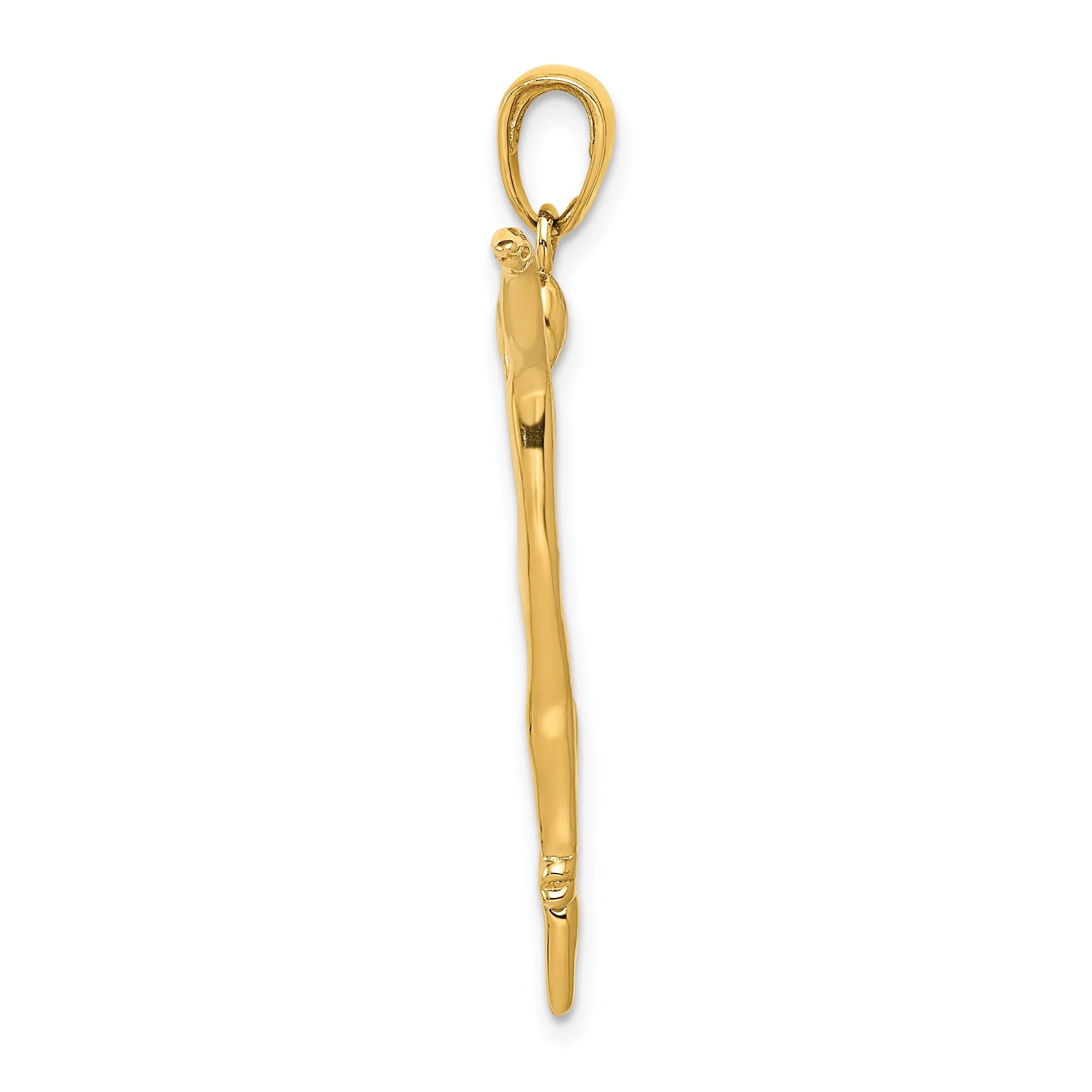 Solid 14k Yellow Gold 3-D Ballet Dancer Pendant