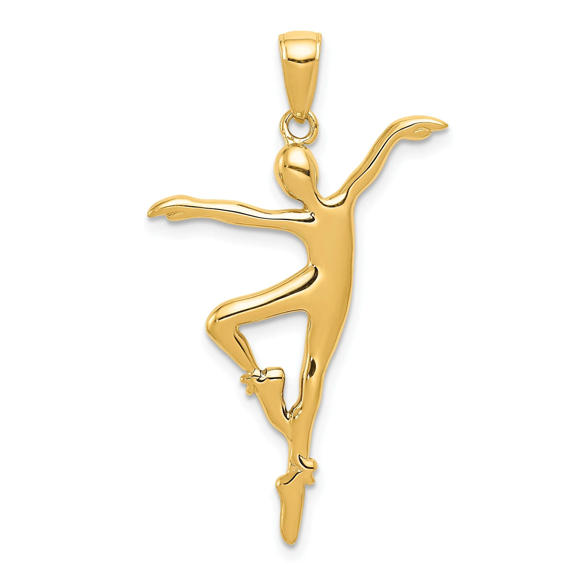 Solid 14k Yellow Gold 3-D Ballet Dancer Pendant