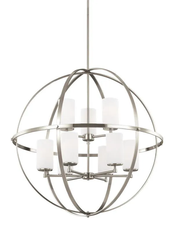 Spherical Brushed Nickel 9 Light Chandeli