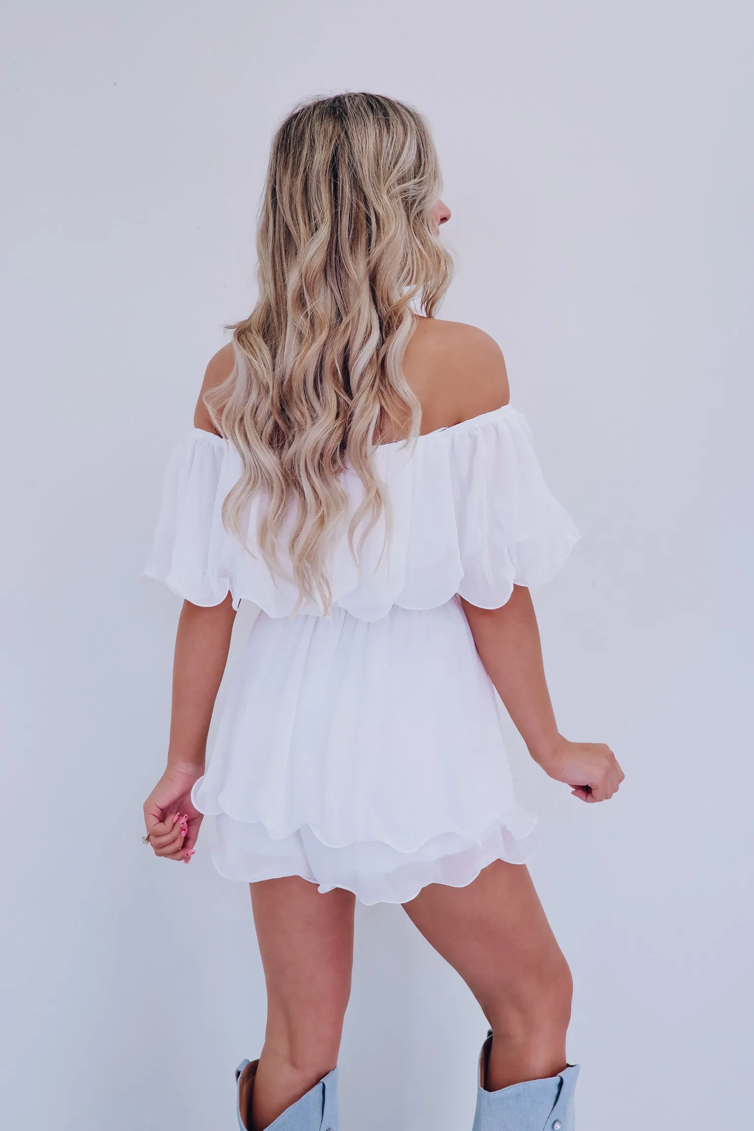 Spring Breeze Chiffon Romper - White