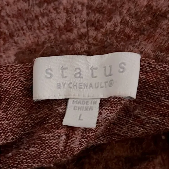 Status by Chenault Soft Stretch Knit High Low Split Side Cowl Neck Mocha Mousse