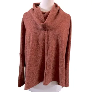 Status by Chenault Soft Stretch Knit High Low Split Side Cowl Neck Mocha Mousse