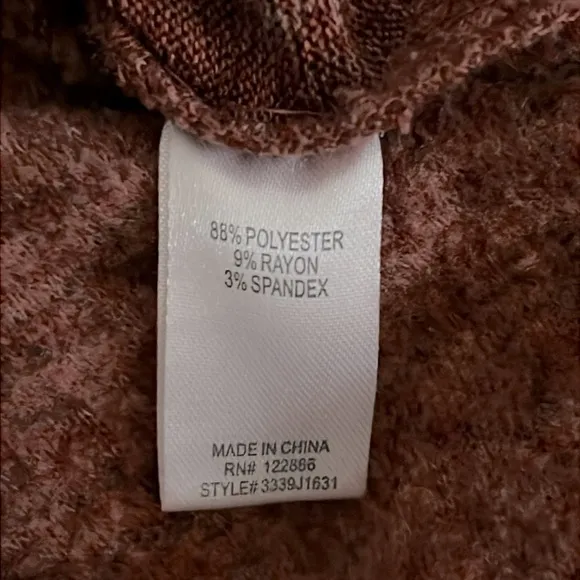 Status by Chenault Soft Stretch Knit High Low Split Side Cowl Neck Mocha Mousse