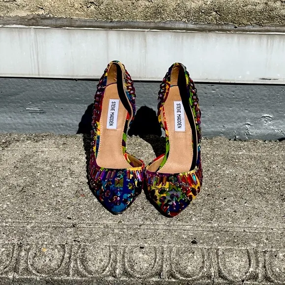Steve Madden Galatik Multi-Color Rhinestone Heels Size 5.5M