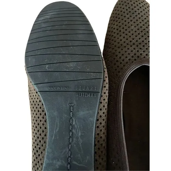 Stuart Weizman Womens Brown Suede Perforated Holes Slip On Ballet Size 7.5