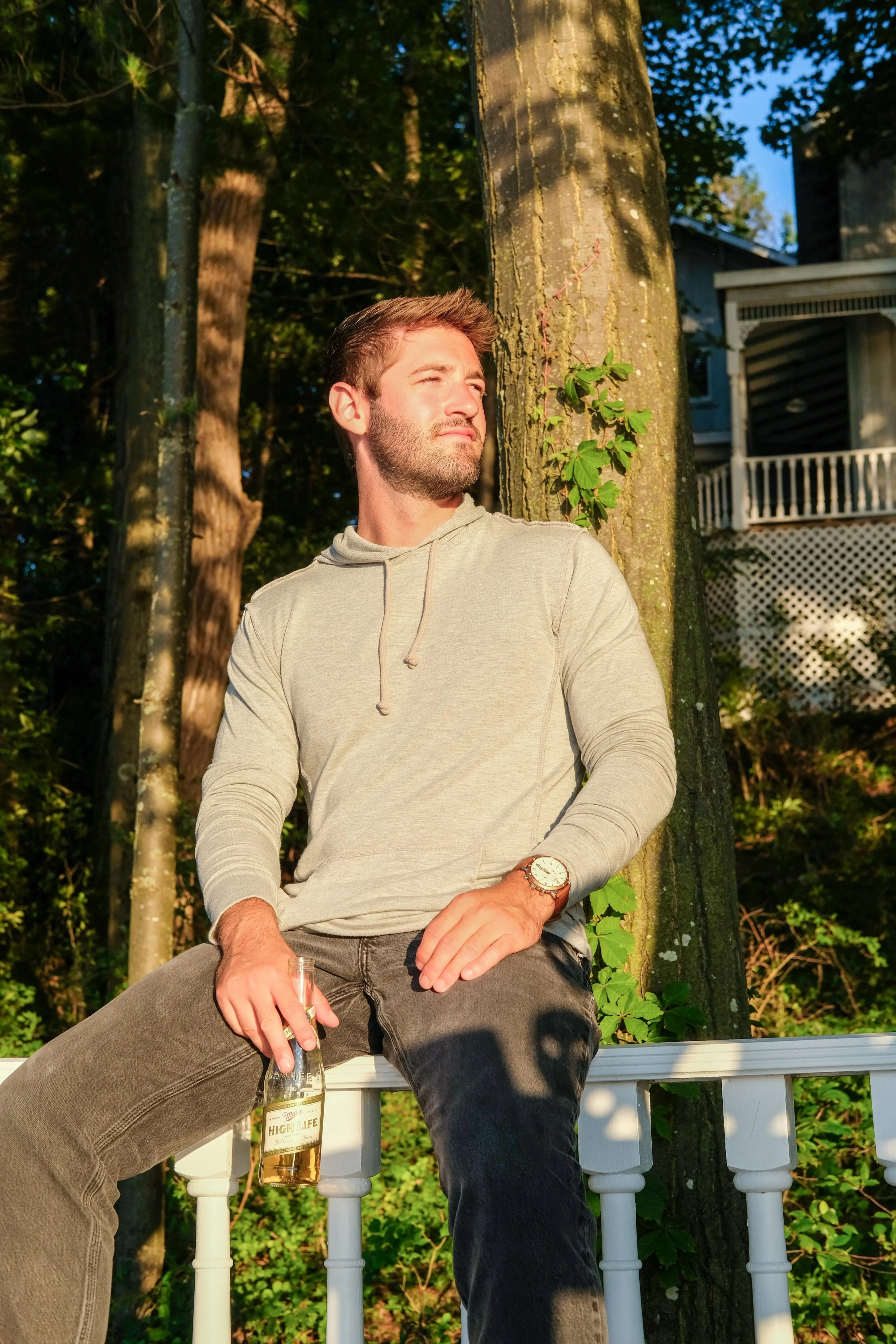 SWEATSHIRT W/ THERMAL LINED HOOD - HEATHER GREY