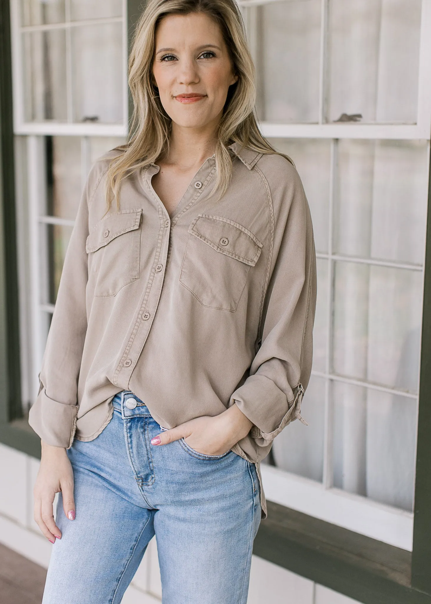 Taupe Craze Button Down Top