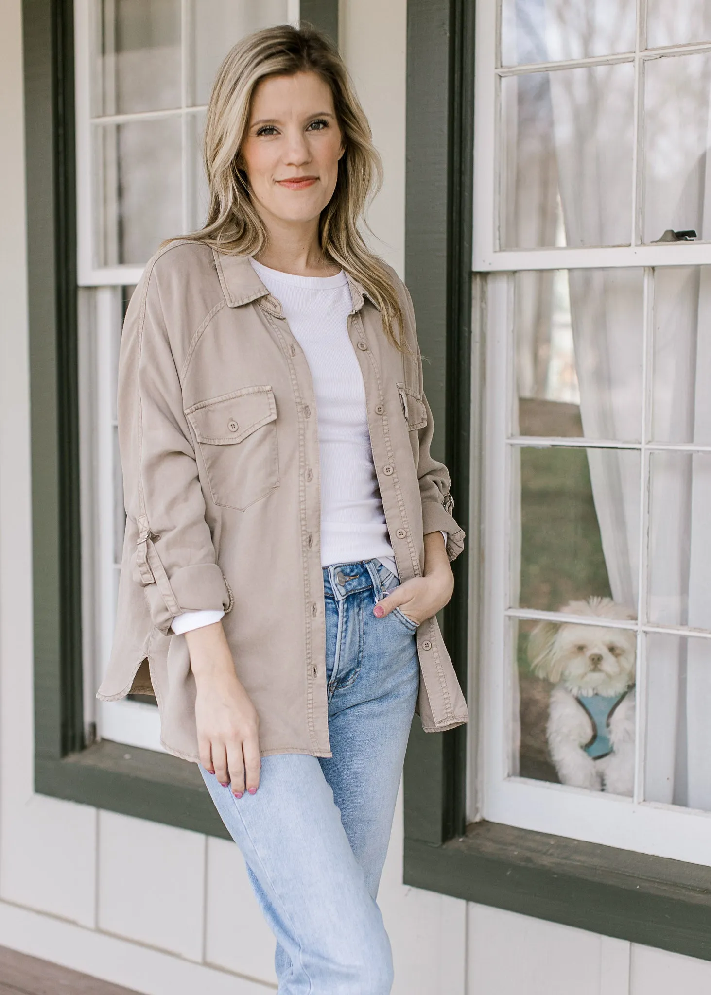 Taupe Craze Button Down Top