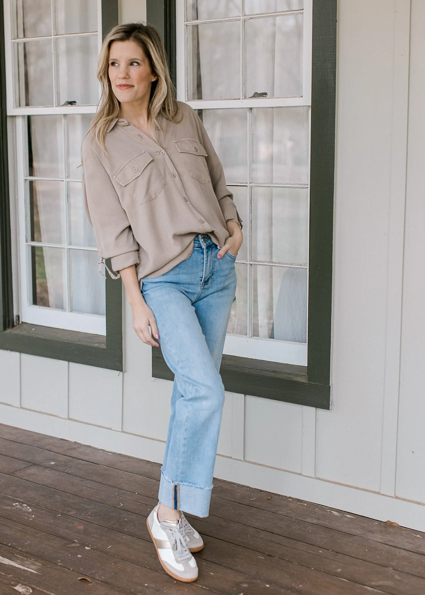 Taupe Craze Button Down Top