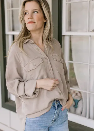 Taupe Craze Button Down Top