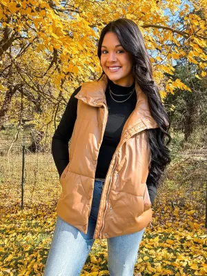 THANKFUL VEST-BROWN LEATHER