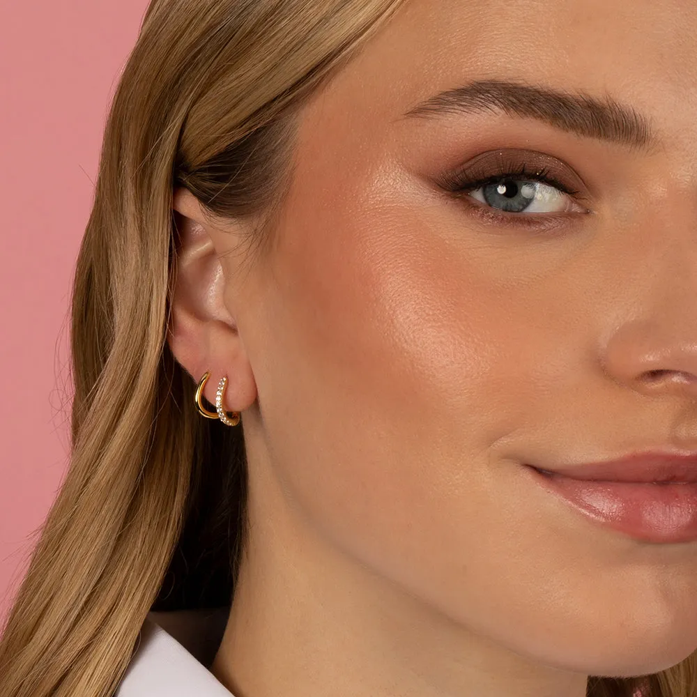 Thin Solid Curved Huggie Earring