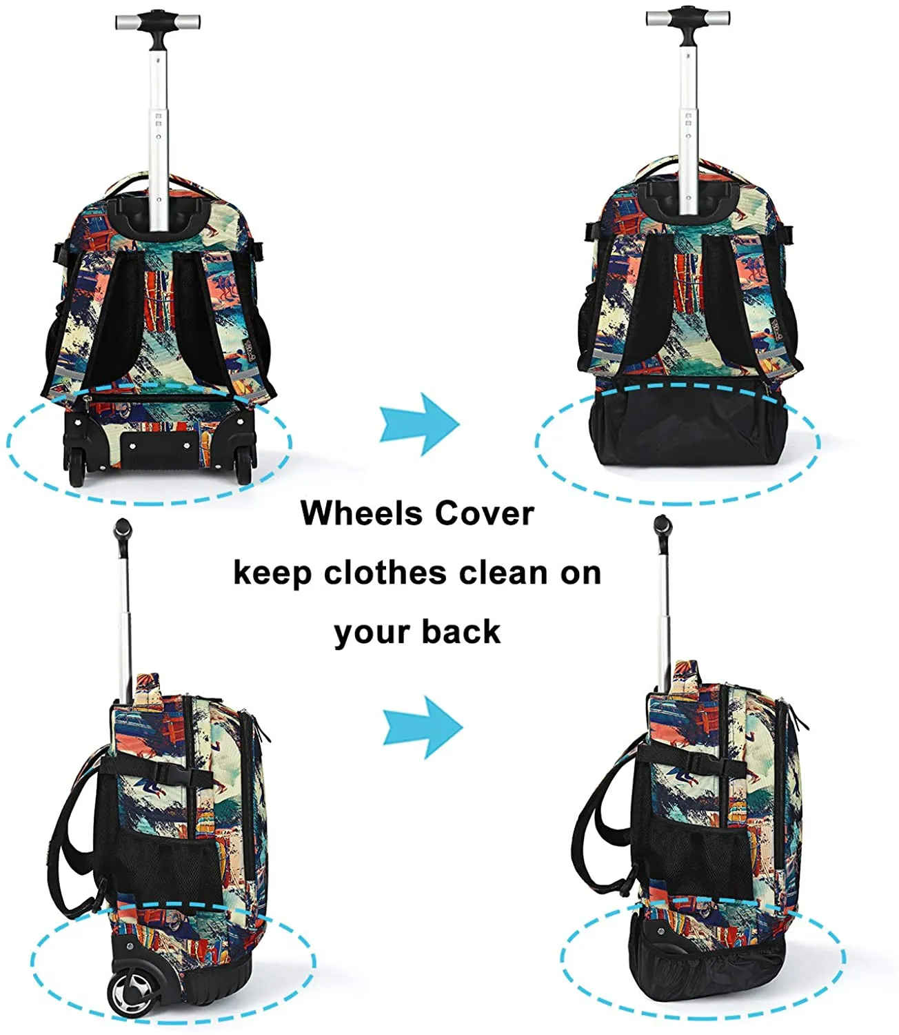 Tilami 19 inch Black Sport Boy Single Handle Rolling Backpack