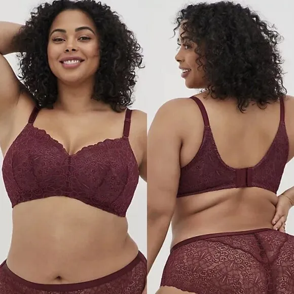 Torrid NWT Lace Red 360 Back Smooth Lightly Lined Everyday Wire-Free Bra 48D