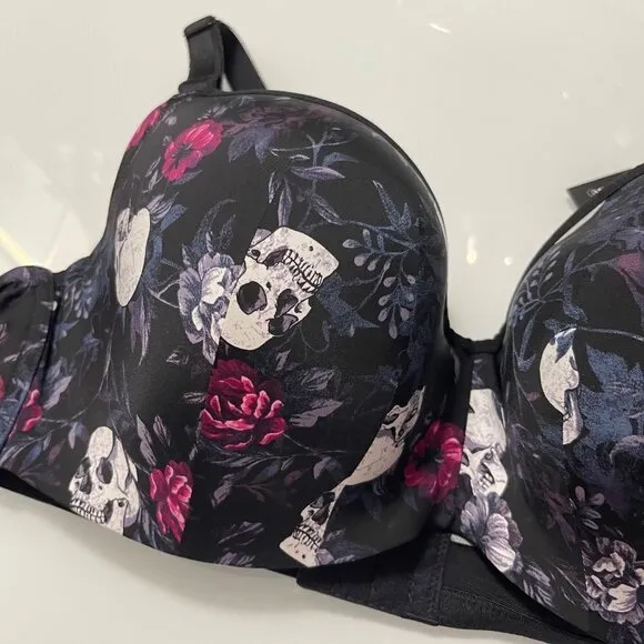 Torrid NWT Skull Black Smoothing Lightly Lined Full Coverage Balconette Bra 42F